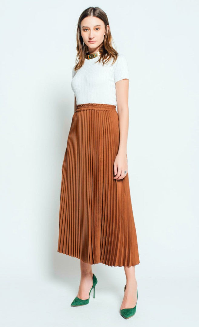 DAHLIA PLEATED - BROWN