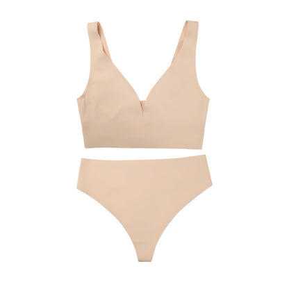 Casual Seamless Wireless Push Up Bra Set