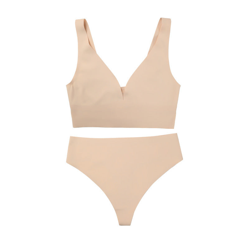 Casual Seamless Wireless Push Up Bra Set