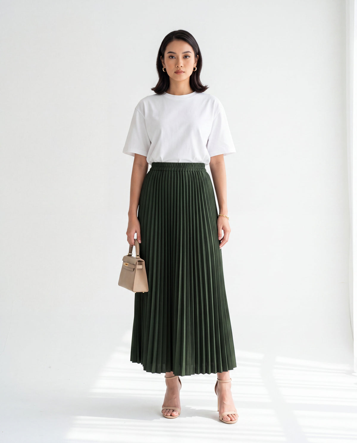 Elena Ironless Pleated Maxi Skirt