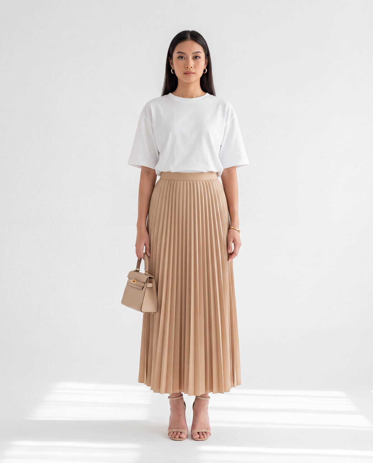 Elena Ironless Pleated Maxi Skirt