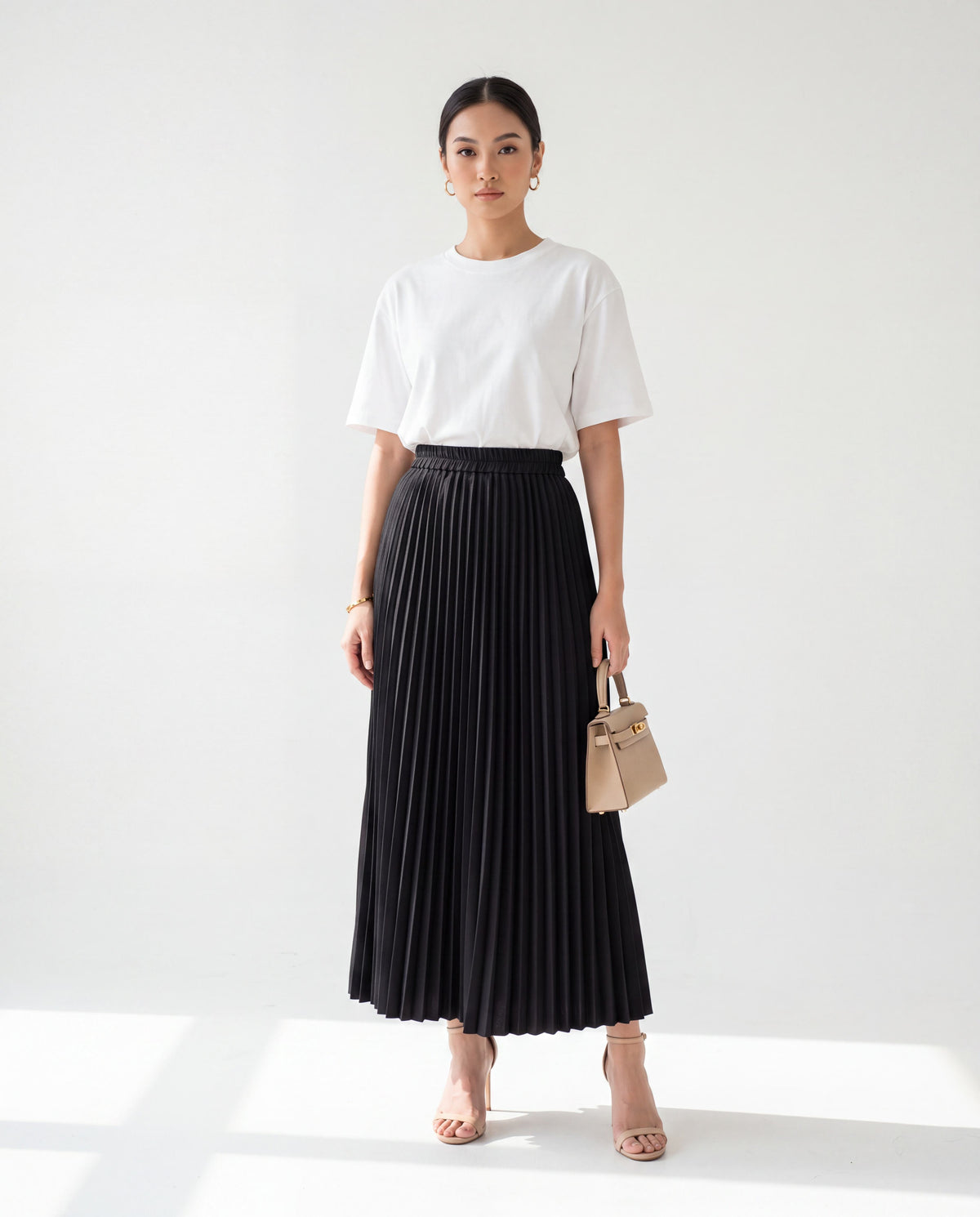 Elena Ironless Pleated Maxi Skirt