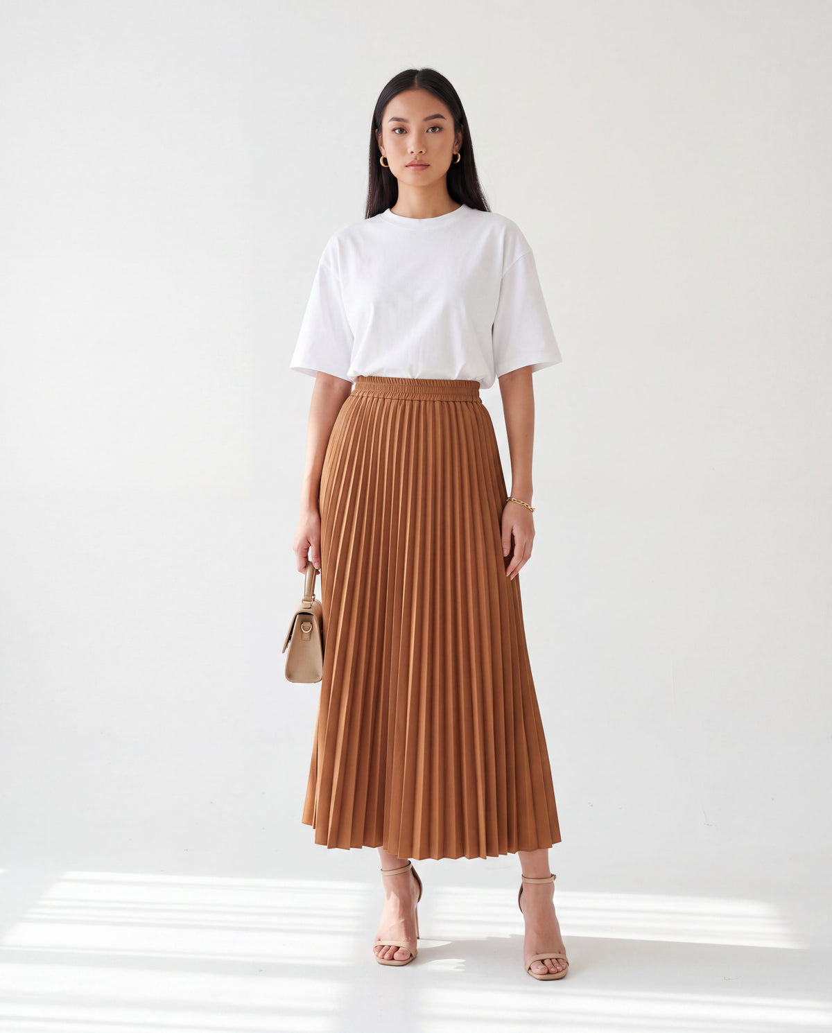 Elena Ironless Pleated Maxi Skirt