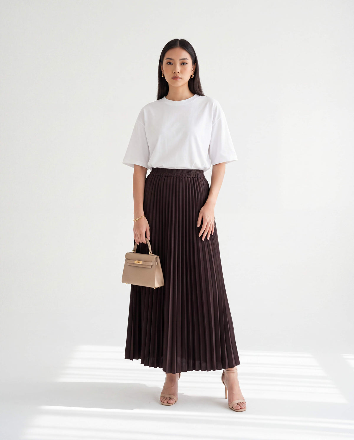 Elena Ironless Pleated Maxi Skirt