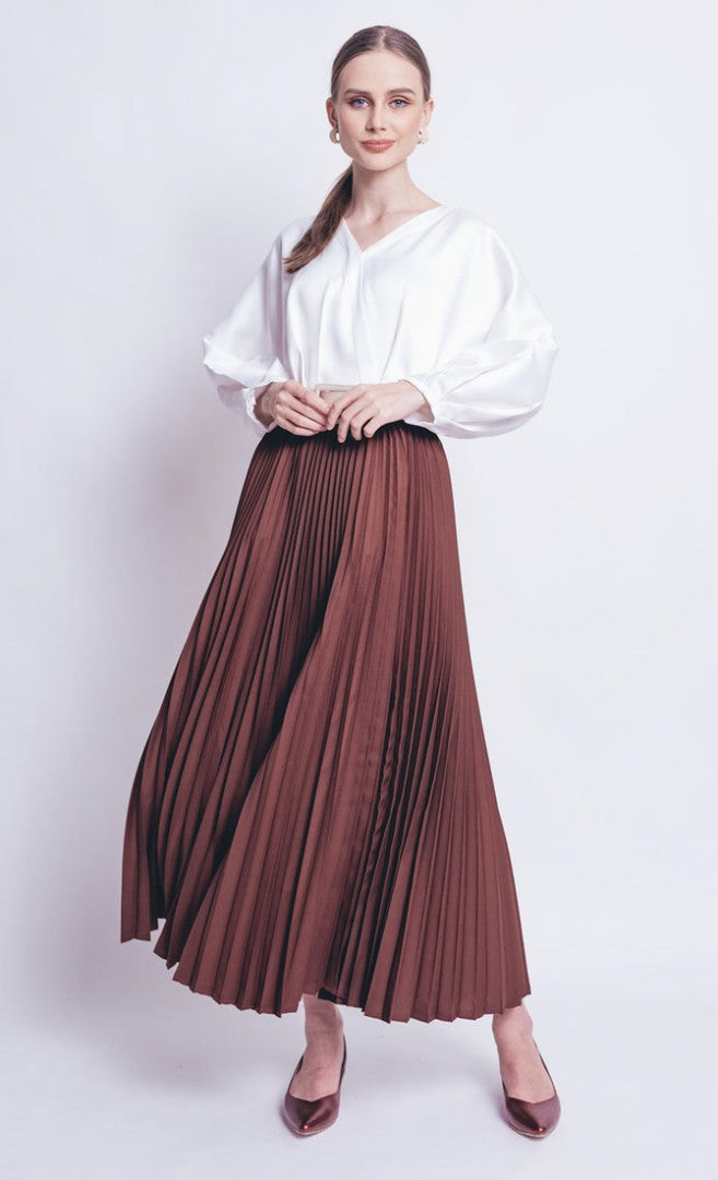 DAHLIA PLEATED - DARK BROWN