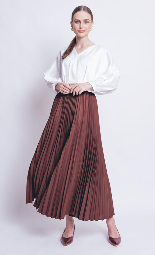 DAHLIA PLEATED - DARK BROWN