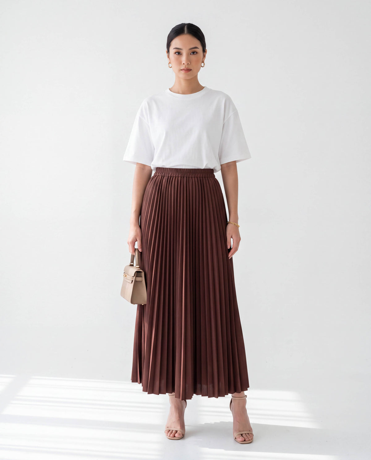 Elena Ironless Pleated Maxi Skirt