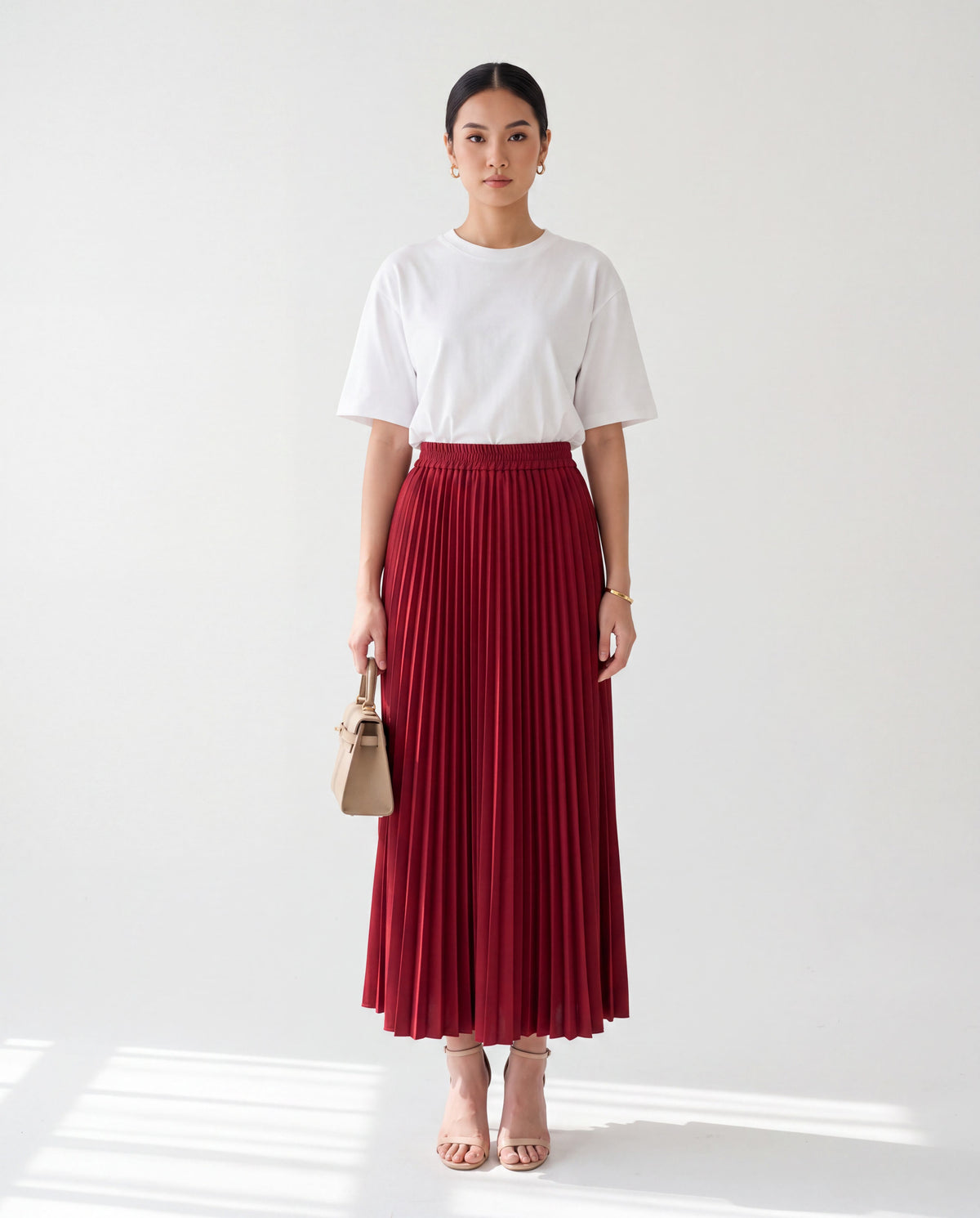 Elena Ironless Pleated Maxi Skirt