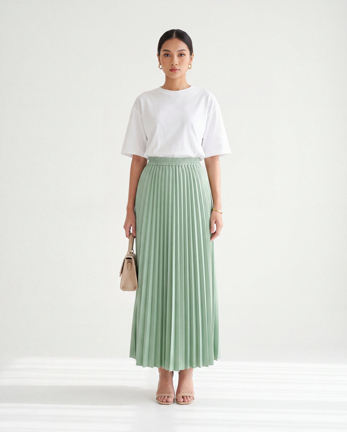 Elena Ironless Pleated Maxi Skirt