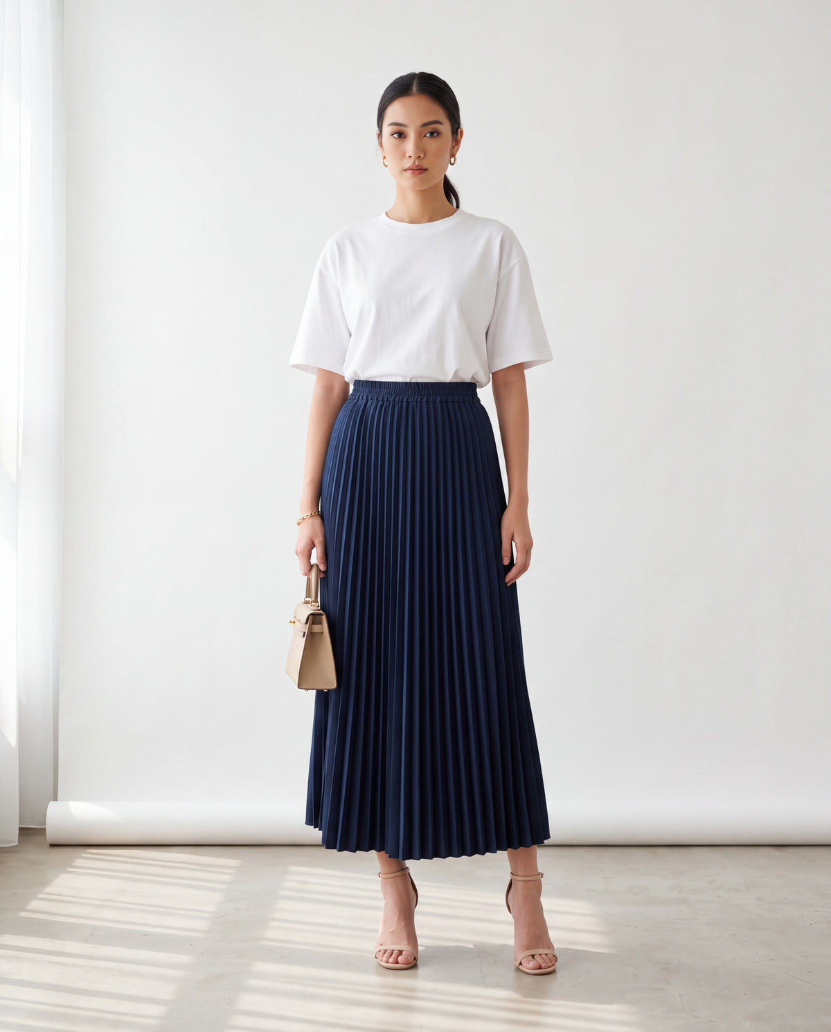 Elena Ironless Pleated Maxi Skirt