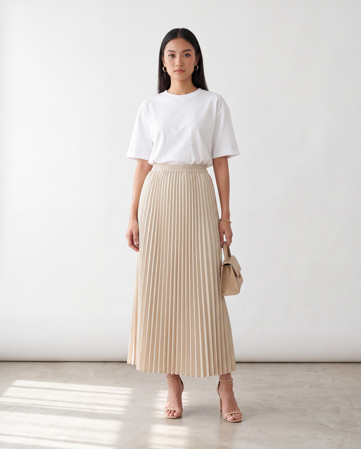 Elena Ironless Pleated Maxi Skirt