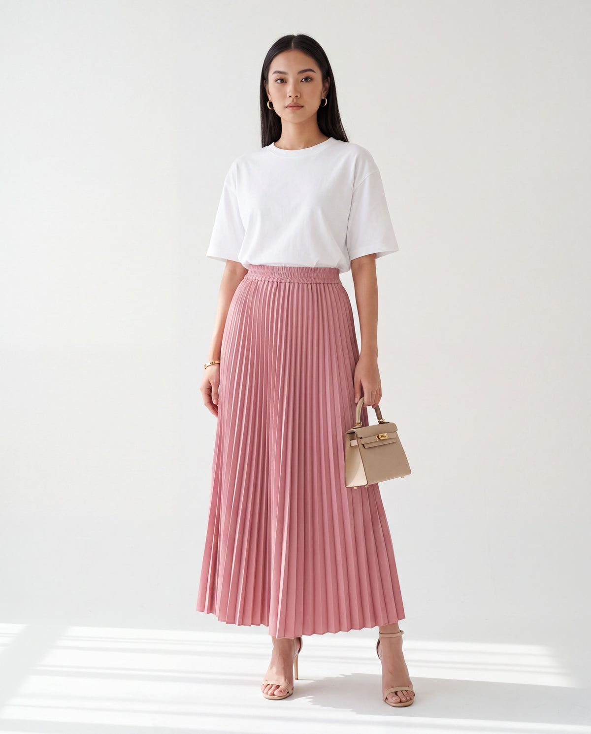 Elena Ironless Pleated Maxi Skirt