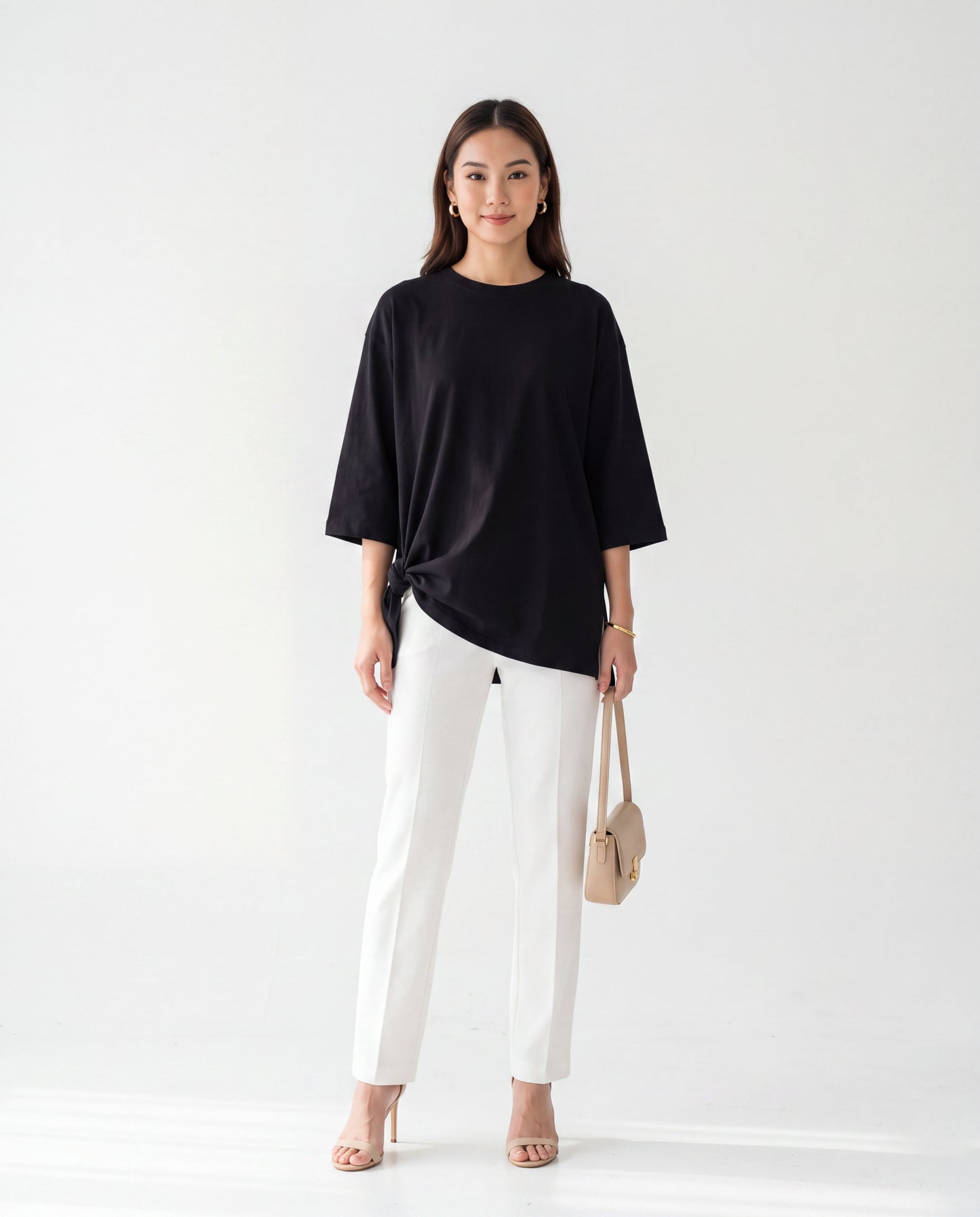 Plain 3/4 Sleeve Cotton T-Shirt