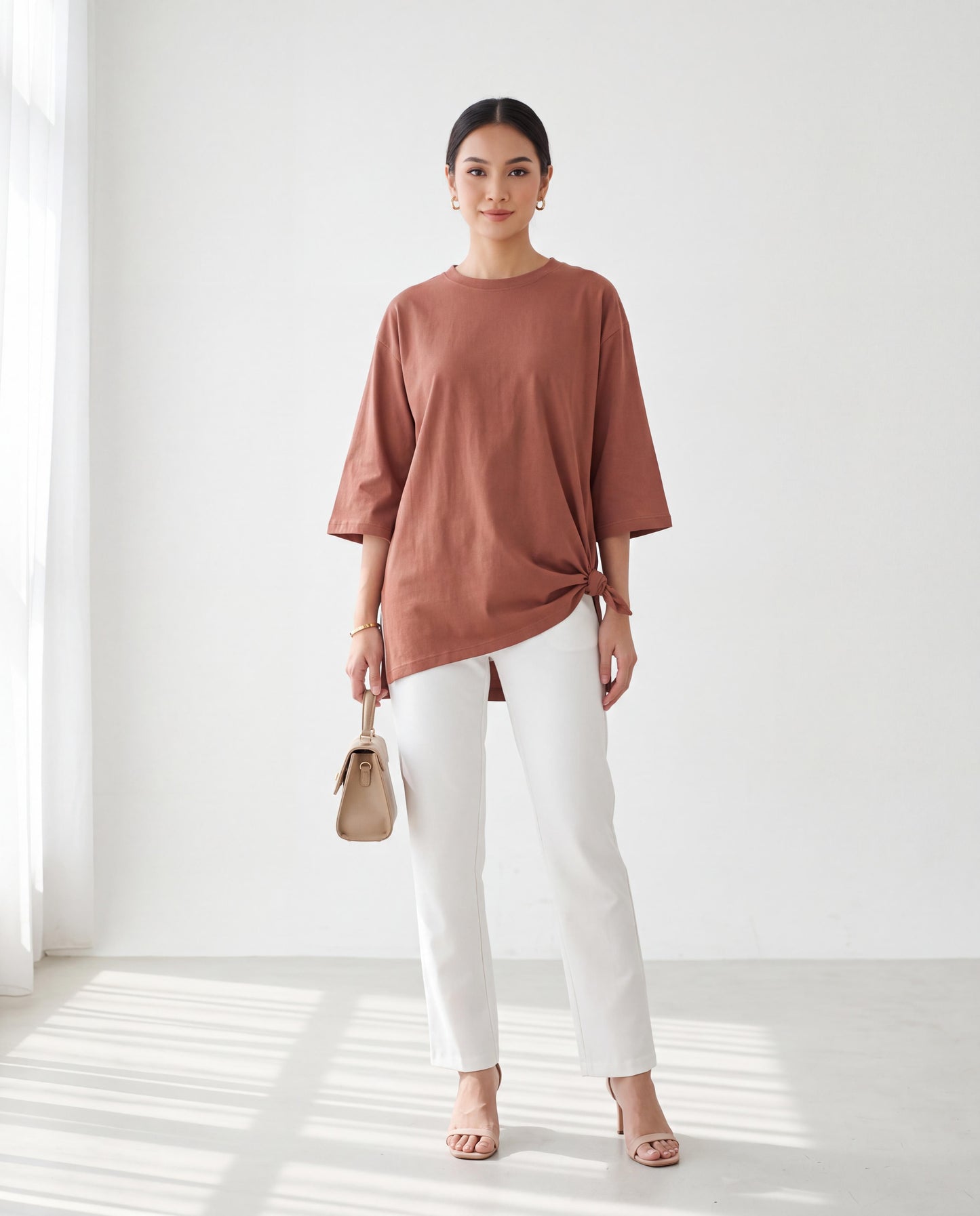 Plain 3/4 Sleeve Cotton T-Shirt