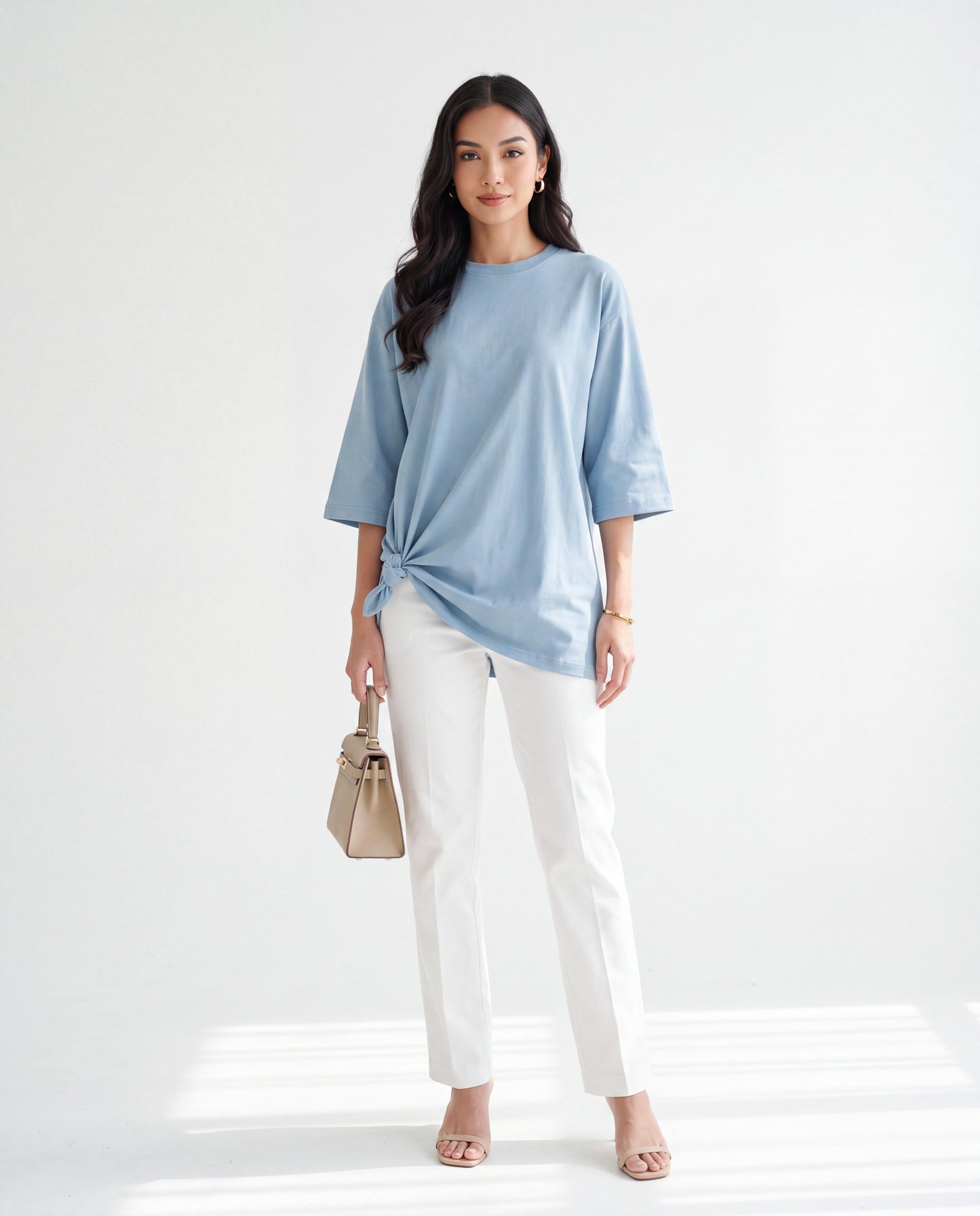 Plain 3/4 Sleeve Cotton T-Shirt