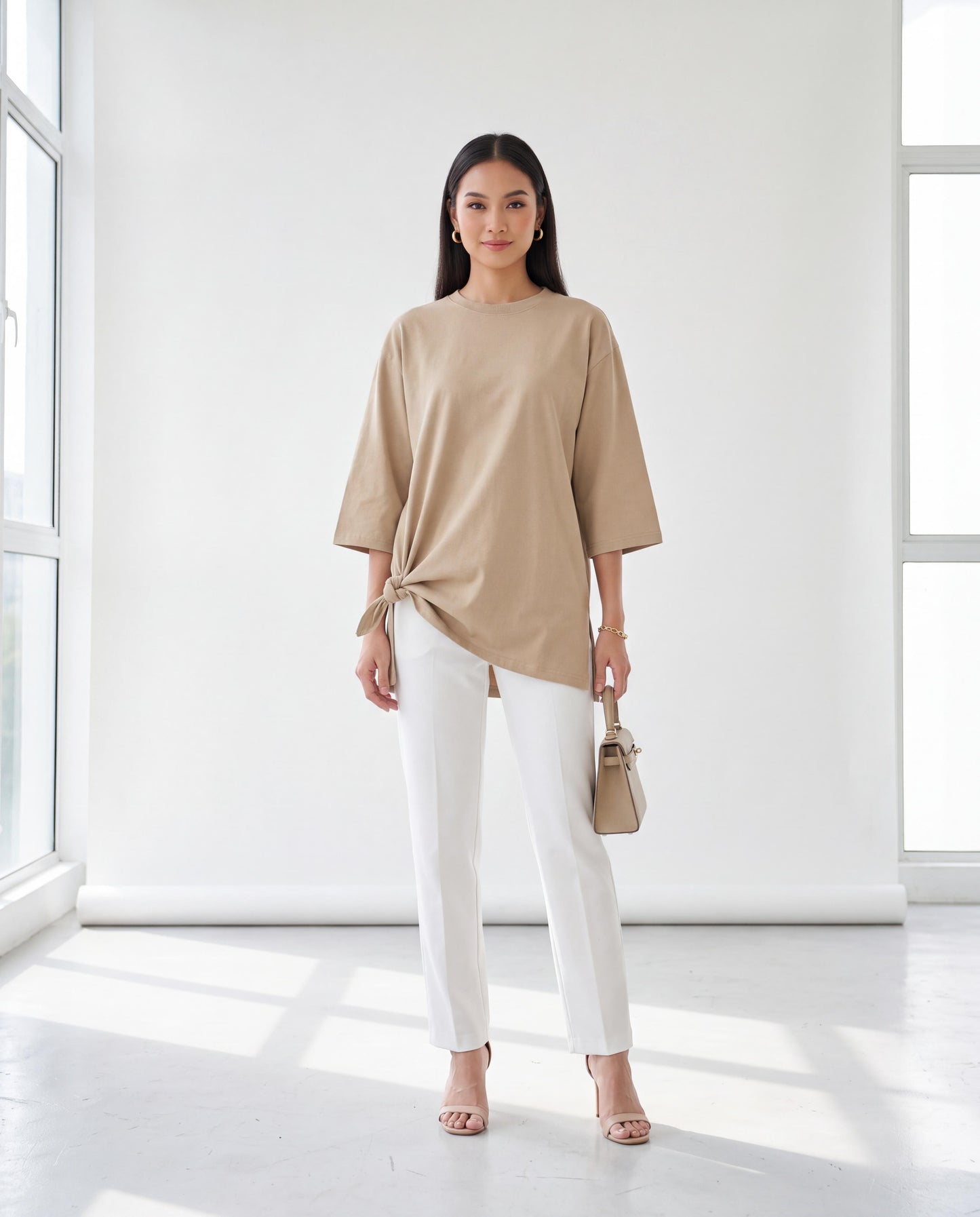 Plain 3/4 Sleeve Cotton T-Shirt