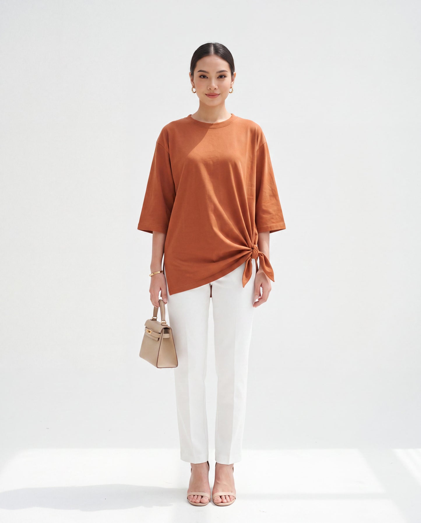 Plain 3/4 Sleeve Cotton T-Shirt