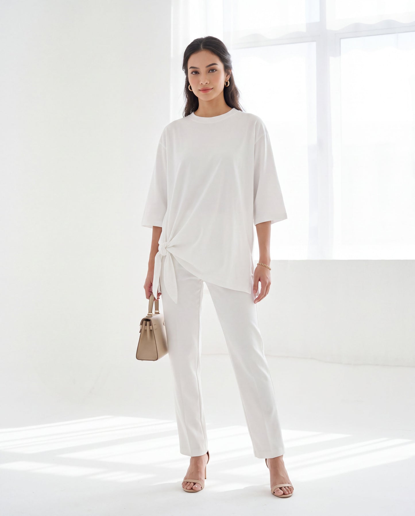 Plain 3/4 Sleeve Cotton T-Shirt
