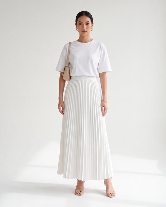 Elena Ironless Pleated Maxi Skirt