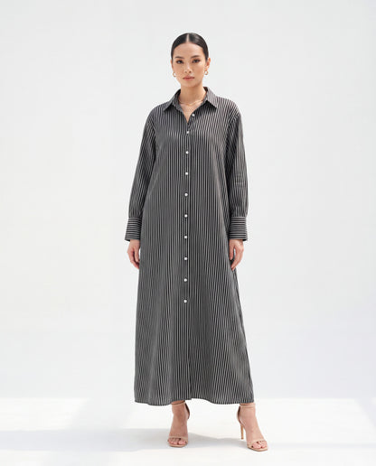 Classic Vertical Striped Dress Maxi