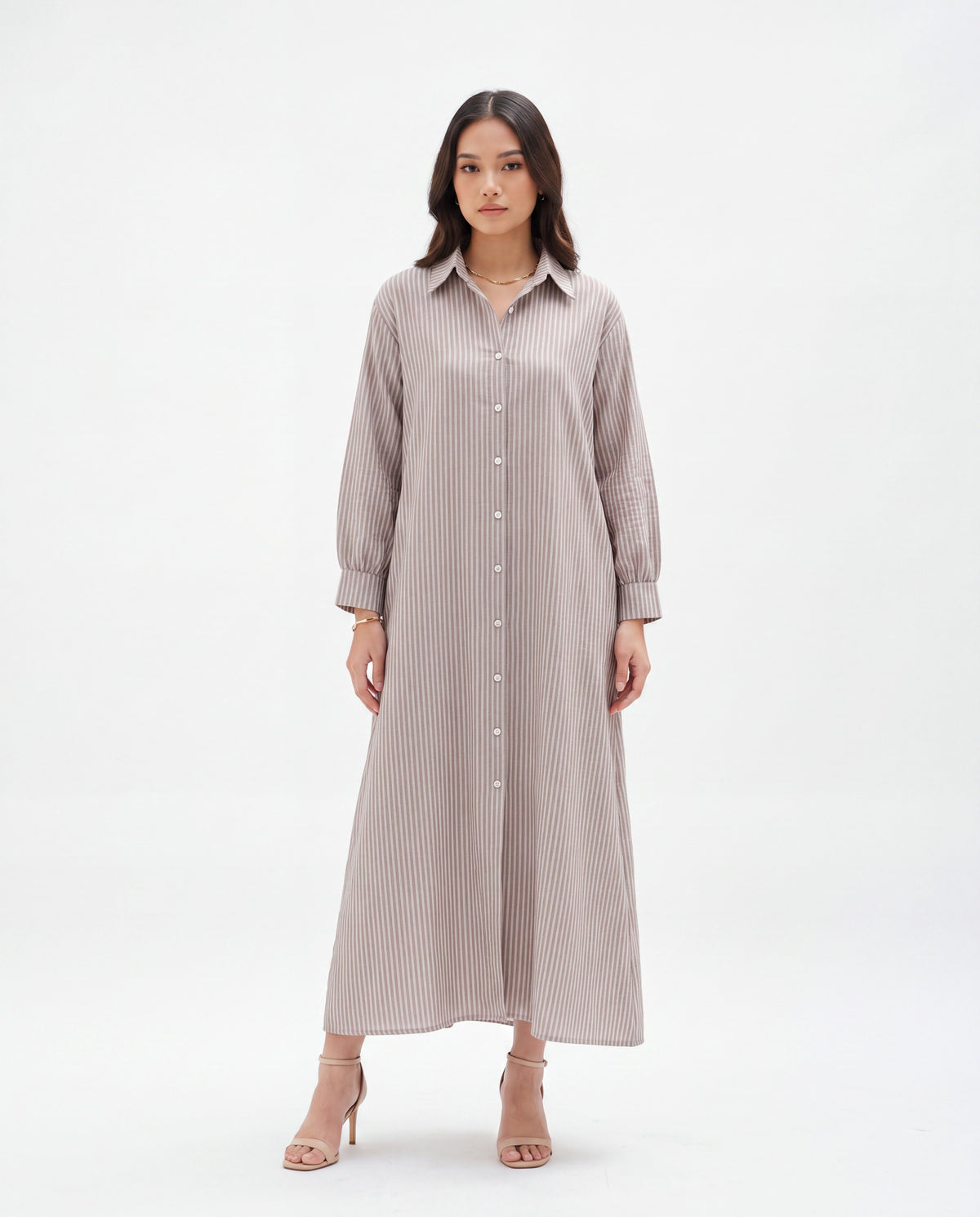 Classic Vertical Striped Dress Maxi