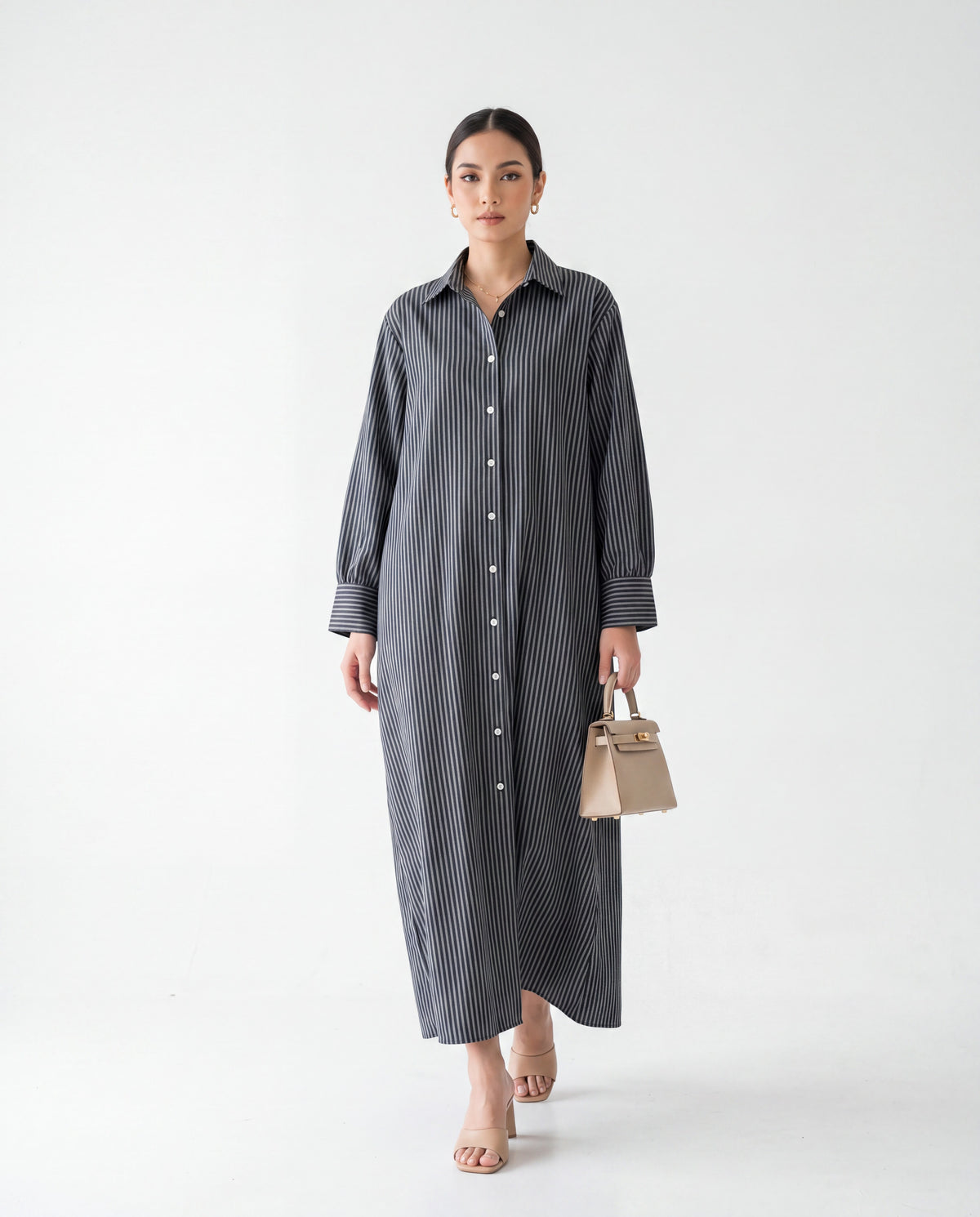 Classic Vertical Striped Dress Maxi