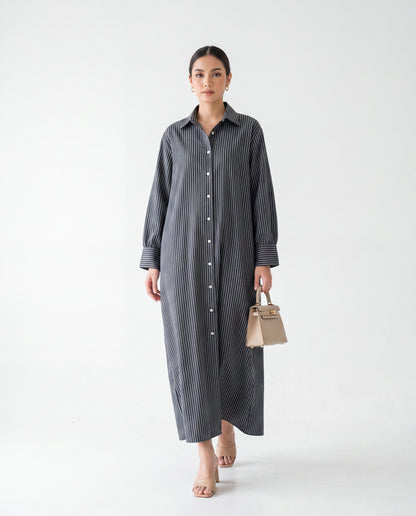 Classic Vertical Striped Dress Maxi