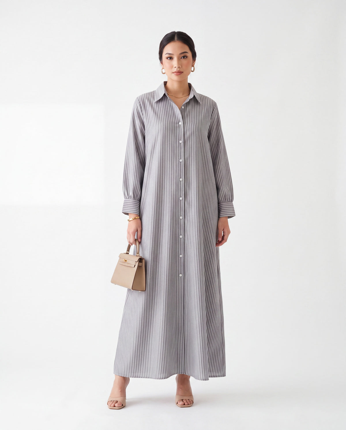 Classic Vertical Striped Dress Maxi