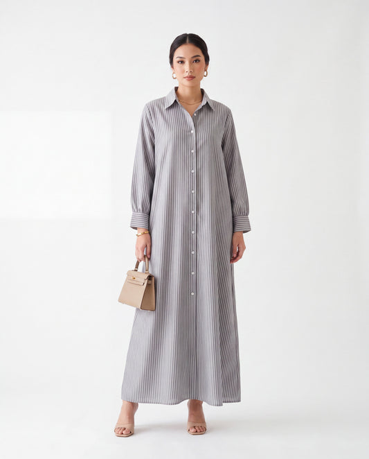 Classic Vertical Striped Dress Maxi